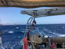 Day 52- Monday- sailing genoa only in 30 knot winds and big seas ( from behind)
